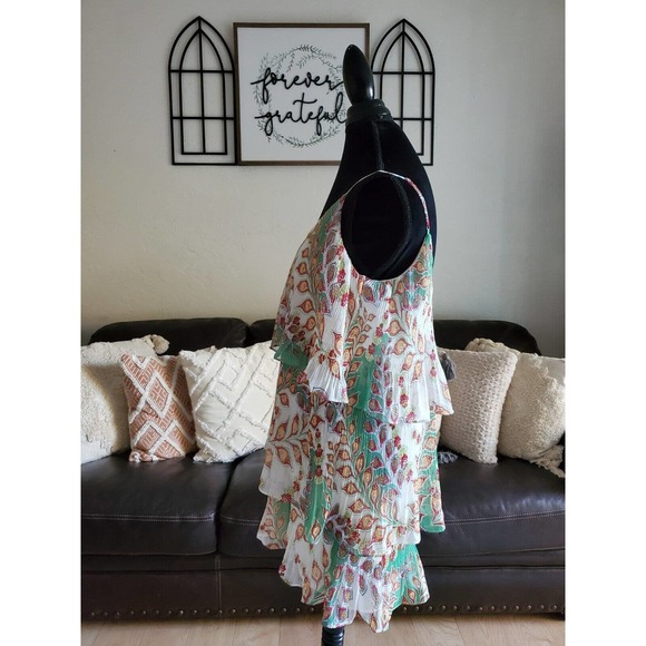 Adelyn Rae Flowy Layered Mini Dress Adjustable Straps Women's Sz M Boho Chic NWT - Picture 4 of 11